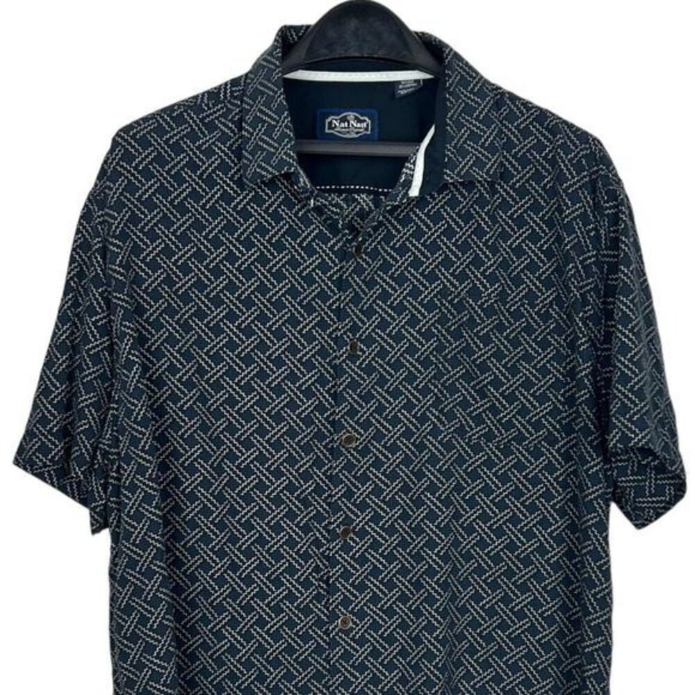 Nat Nast Black and White Patterned Casual Button Down Shirt